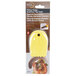 A yellow Mercer Culinary saw tooth silicone wedge with a shrimp on it in a package.