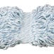 A Rubbermaid blue and white blend wet mop head with a 1" headband.
