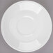 A white Libbey Royal Rideau porcelain tea saucer with a circular edge.