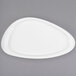 A white Libbey porcelain triform oval plate with a white rim.