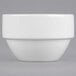 A white Libbey Royal Rideau porcelain bouillon bowl with a white rim on a gray surface.