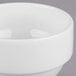 A white Libbey Royal Rideau porcelain bouillon bowl with a lid.