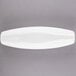 A white rectangular Libbey Royal Rideau porcelain plate with rounded ends.
