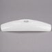 A white porcelain Libbey canoe plate with a logo on it.
