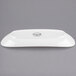 A white rectangular Libbey porcelain plate with a logo on it.