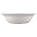 A white porcelain bowl with a black border.