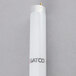 A white Satco T8 fluorescent tube with black text.