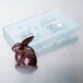 A Matfer Bourgeat clear plastic chocolate mold with two rabbit compartments.