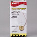 A box of Satco clear shatterproof rough service light bulbs.