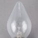 A clear Satco 60 watt light bulb with a silver shatterproof finish and a small hole in it.