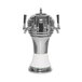 A chrome and white Micro Matic Zeus beer tap tower with four taps.