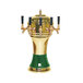 A green and gold Micro Matic Zeus beer dispenser with five taps.