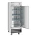 An Avantco stainless steel reach-in refrigerator with open shelves.