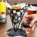 Clipper Mill by GET 4-361644 5" x 7" Black Wire Cone Basket with Ramekin Holder Main Thumbnail 1