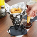 Clipper Mill by GET 4-361644 5" x 7" Black Wire Cone Basket with Ramekin Holder Main Thumbnail 6