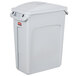 A light gray Rubbermaid Slim Jim trash can with a light gray lid.