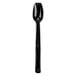A black Carlisle salad bar spoon with a white background.