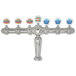 A Micro Matic chrome Brigitte tap tower with seven different colored tap handles.