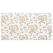 A close-up of a white surface with gold floral designs on a 7 3/8" x 3 7/8" white candy box pad.