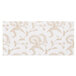 A white rectangular surface with gold floral designs.