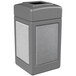 A gray rectangular StoneTec waste receptacle with square top and Ashtone panels.