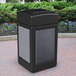 Commercial Zone 720313 StoneTec 42 Gallon Black Square Decorative Waste Receptacle with Pepperstone Panels Main Thumbnail 1