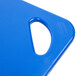 A blue Rubbermaid plastic cutting board with a handle.