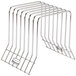 A row of metal Rubbermaid stainless steel cutting board racks with seven boards in each.