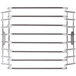 A Rubbermaid stainless steel rack with seven metal bars.