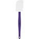 A white and purple Rubbermaid spatula with a black handle.