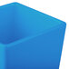 A Tablecraft sky blue square container with a lid.