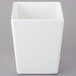A Tablecraft white square container with a white lid.