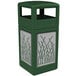 Commercial Zone 732916099 42 Gallon Green Square Trash Receptacle with Stainless Steel Reed Panels and Dome Lid Main Thumbnail 1