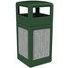 Commercial Zone 732906099 42 Gallon Green Square Trash Receptacle with Stainless Steel Horizontal Line Panels and Dome Lid Main Thumbnail 1