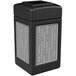 Commercial Zone 734061 42 Gallon Black Square Trash Receptacle with Stainless Steel Horizontal Line Panels Main Thumbnail 1