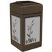 Commercial Zone 733962 42 Gallon Brown Square Trash Receptacle with Stainless Steel Cattail Panels Main Thumbnail 1