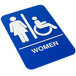 ADA Women's Restroom Sign with Braille - Blue and White, 9" x 6" Main Thumbnail 3