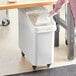 Baker's Mark 21 Gallon / 335 Cup White Slant Top Mobile Ingredient Storage Bin with Sliding Lid & Scoop Main Thumbnail 1