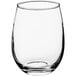 An Acopa clear stemless wine glass.