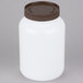 A white plastic container with a brown lid.