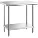 A Regency stainless steel work table with undershelf.