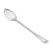 A Vollrath stainless steel slotted basting spoon with a perforated handle.