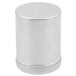 A silver cylinder with a round cap on a white background.