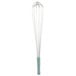 A Vollrath stainless steel French whisk with a blue nylon handle.