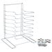 An American Metalcraft wall mounted pizza pan rack with screws and hooks.