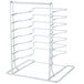An American Metalcraft wall-mounted pizza pan rack with 7 slots.