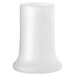 A white cylindrical glass candle holder with a white background.
