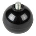 A black round knob with a metal screw.