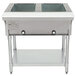 An Eagle Group stainless steel open well electric hot food table with two rectangular sinks.