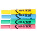 A package of Avery Hi-Liter desk style highlighters in yellow, blue, and pink.